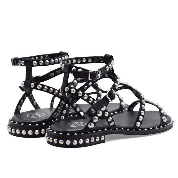 Sandali Donna Ash Precious 01 Nero Borchie Argento Decorative