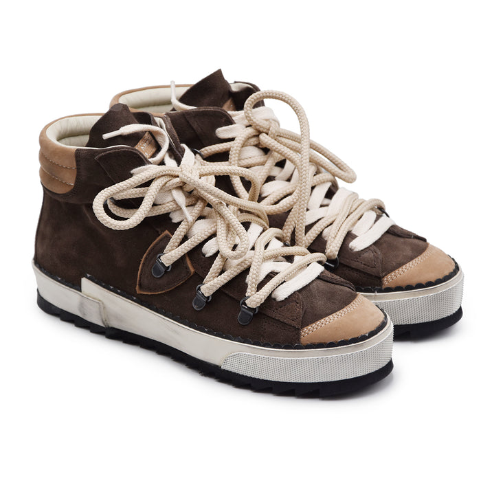 Sneakers Philippe Model Prsx High Donna Marrone Stile Vintage
