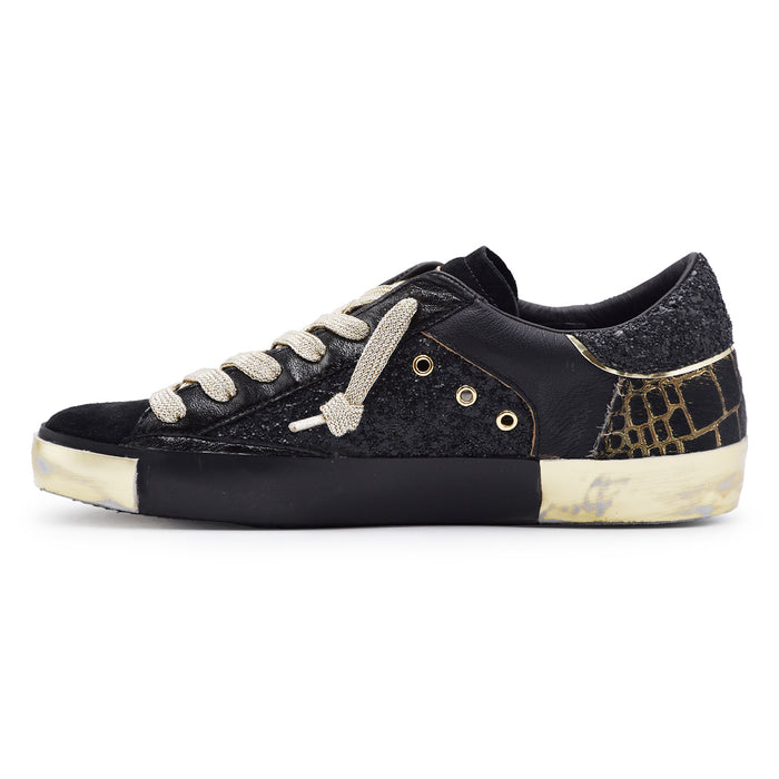 Sneakers Philippe Model Paris Prsx Low Donna Glitter Nero Oro