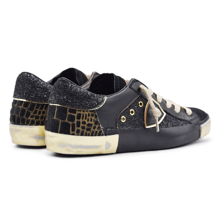 Sneakers Philippe Model Paris Prsx Low Donna Glitter Nero Oro