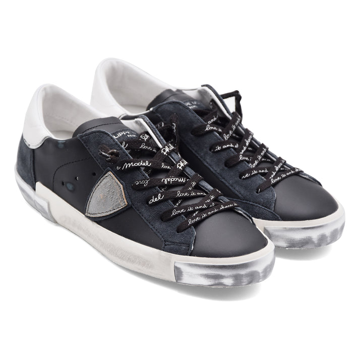 Sneakers Philippe Model PRSX Donna Nero Argento Effetto Vintage