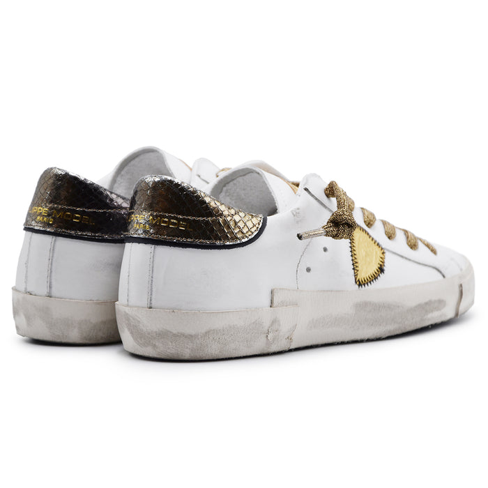 Sneakers Philippe Model Donna PRSX Bianco Con Dettagli Bronzo