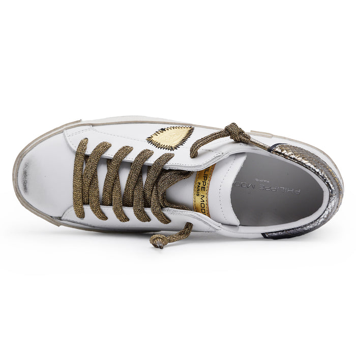 Sneakers Philippe Model Donna PRSX Bianco Con Dettagli Bronzo