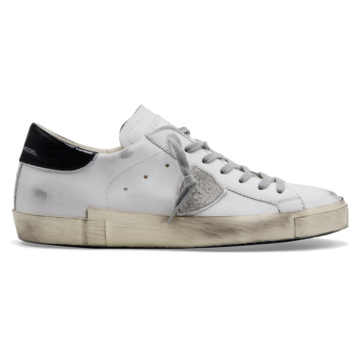 Philippe Model Uomo Sneakers PRSX LOW In Pelle Bianca Vintage