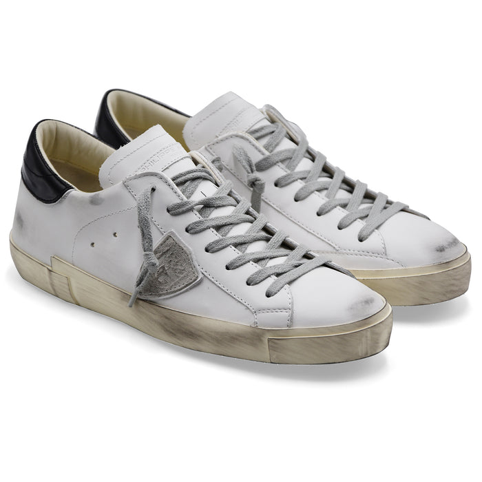 Philippe Model Uomo Sneakers PRSX LOW In Pelle Bianca Vintage