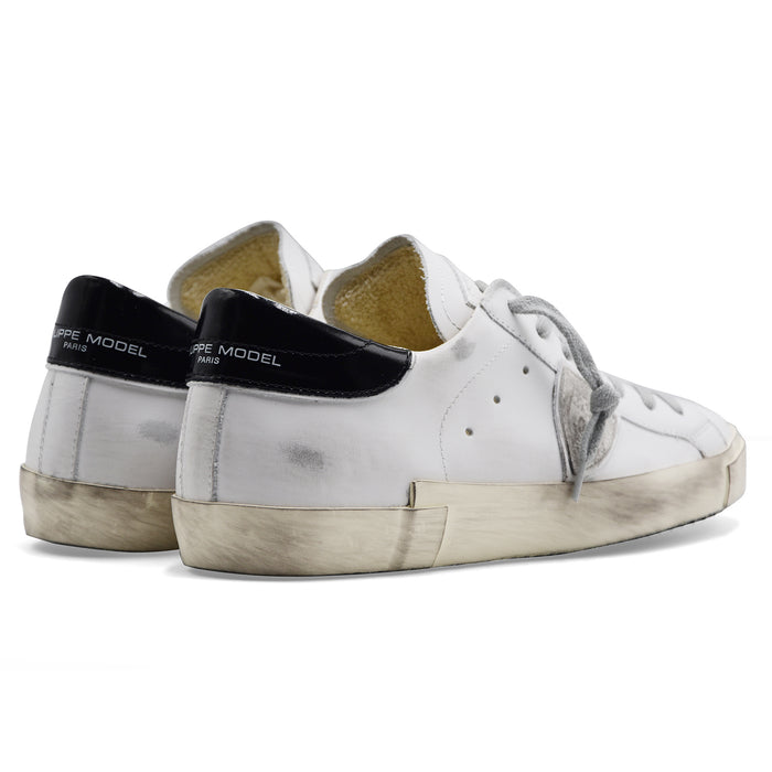 Philippe Model Uomo Sneakers PRSX LOW In Pelle Bianca Vintage
