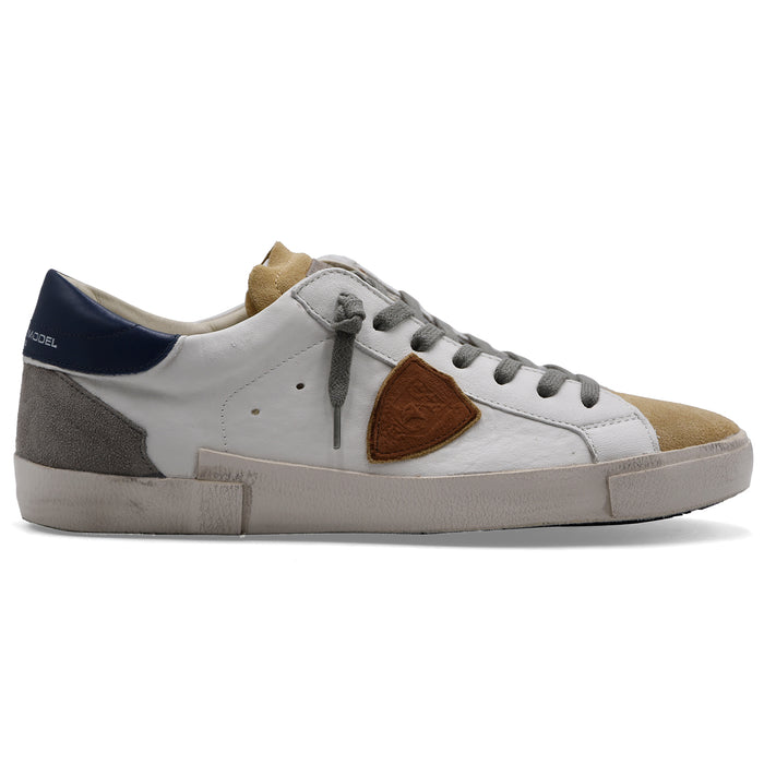 Sneakers Philippe Model Paris Uomo In Pelle Bianco Blu Sabbia