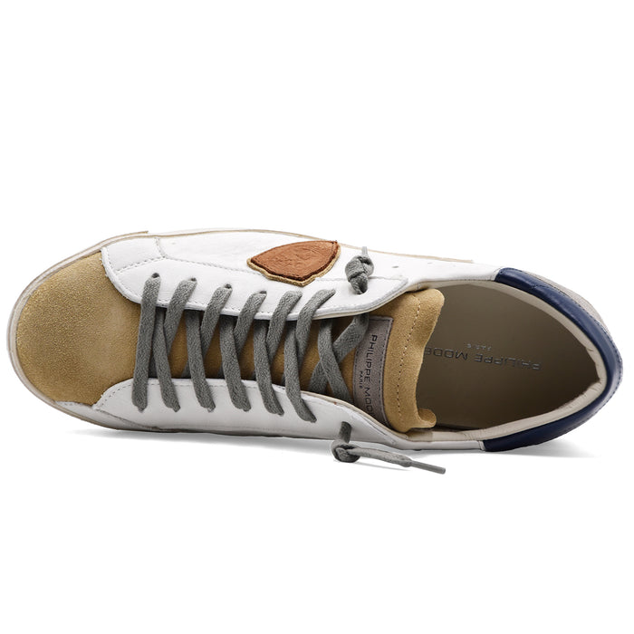 Sneakers Philippe Model Paris Uomo In Pelle Bianco Blu Sabbia