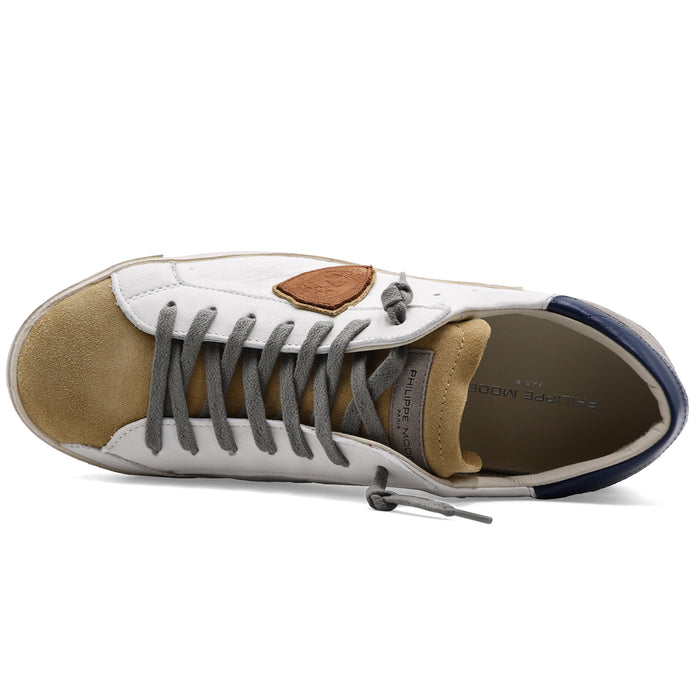 Sneakers Philippe Model Paris Uomo In Pelle Bianco Blu Sabbia