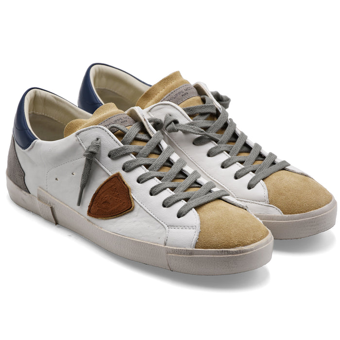 Sneakers Philippe Model Paris Uomo In Pelle Bianco Blu Sabbia