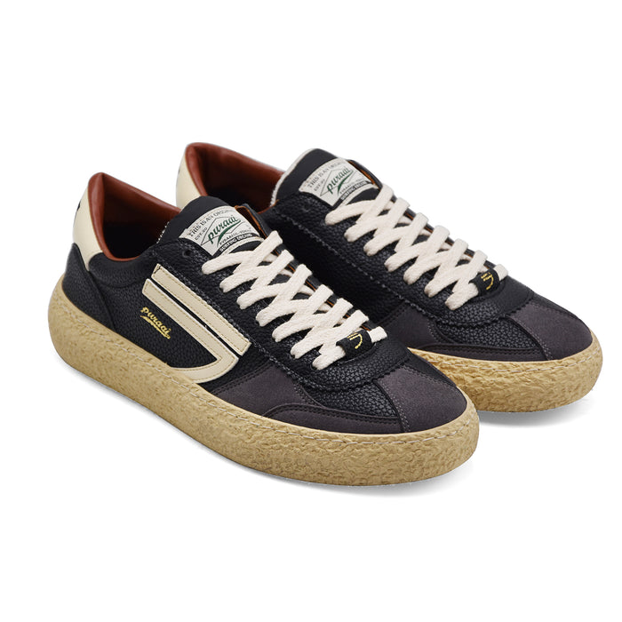 Puraai Men's Classic 1.01 Vintage Eclipse Sneakers in Butter Black