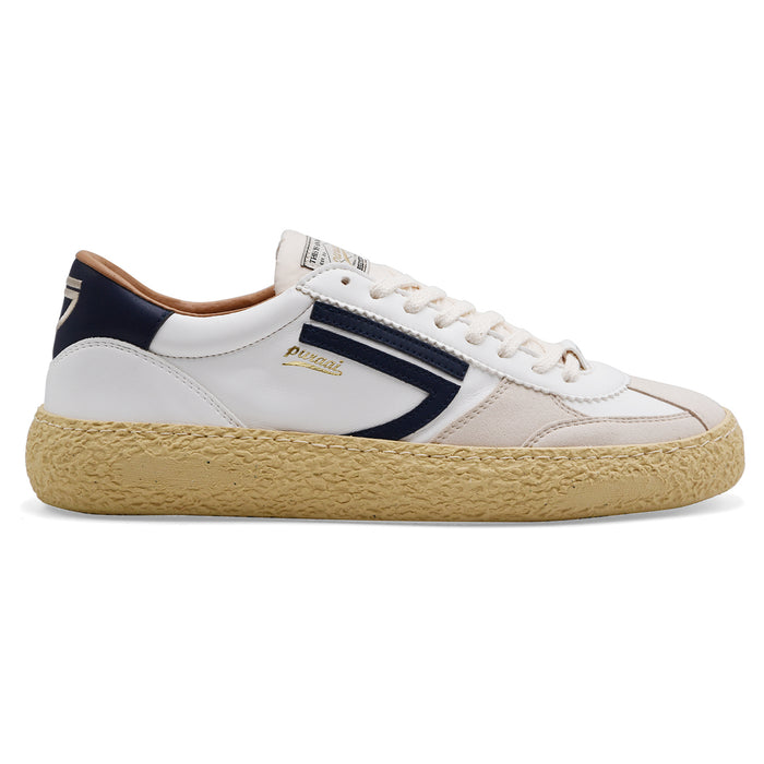 Sneakers Puraai Uomo 1.01 Pelle Bianca Con Logo E Tallone Blu