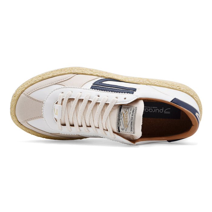 Sneakers Puraai Uomo 1.01 Pelle Bianca Con Logo E Tallone Blu