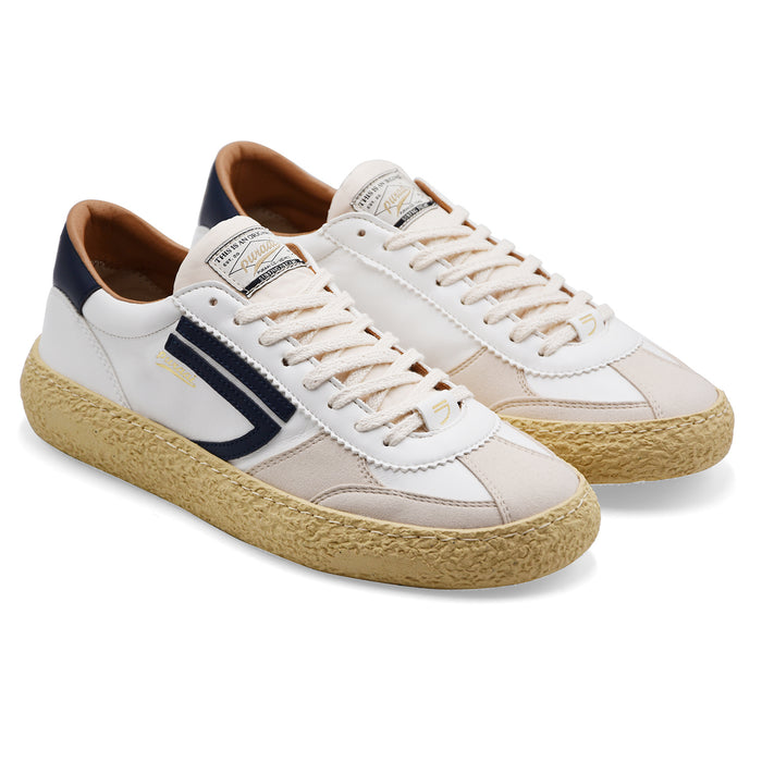 Sneakers Puraai Uomo 1.01 Pelle Bianca Con Logo E Tallone Blu