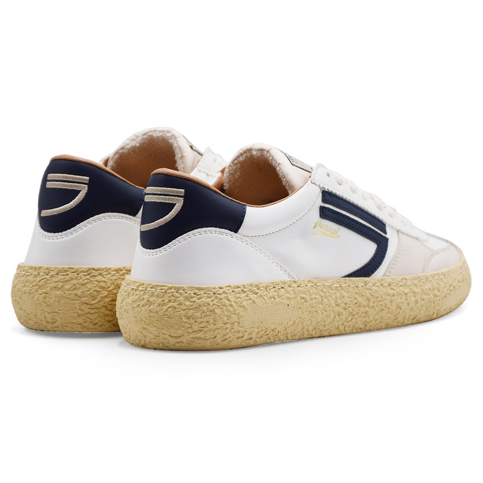 Sneakers Puraai Uomo 1.01 Pelle Bianca Con Logo E Tallone Blu