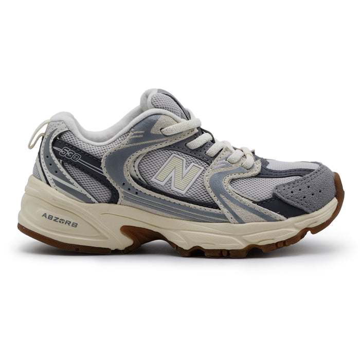 Sneakers New Balance Bambino Pelle Scamosciata Grigio E Tessuto