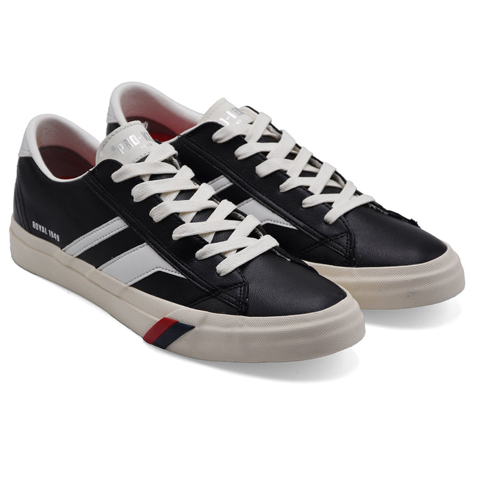 Sneakers Pro Keds Uomo Vera Pelle Nero E Bianco ROYAL CLASSIC