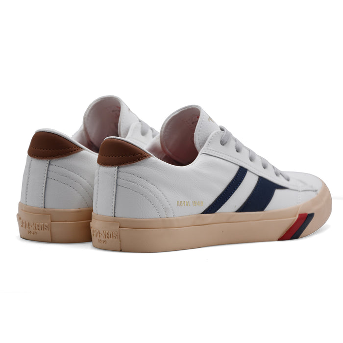 Pro Keds Sneakers Uomo ROYAL CLASSIC Pelle Bianca Dettagli Blu