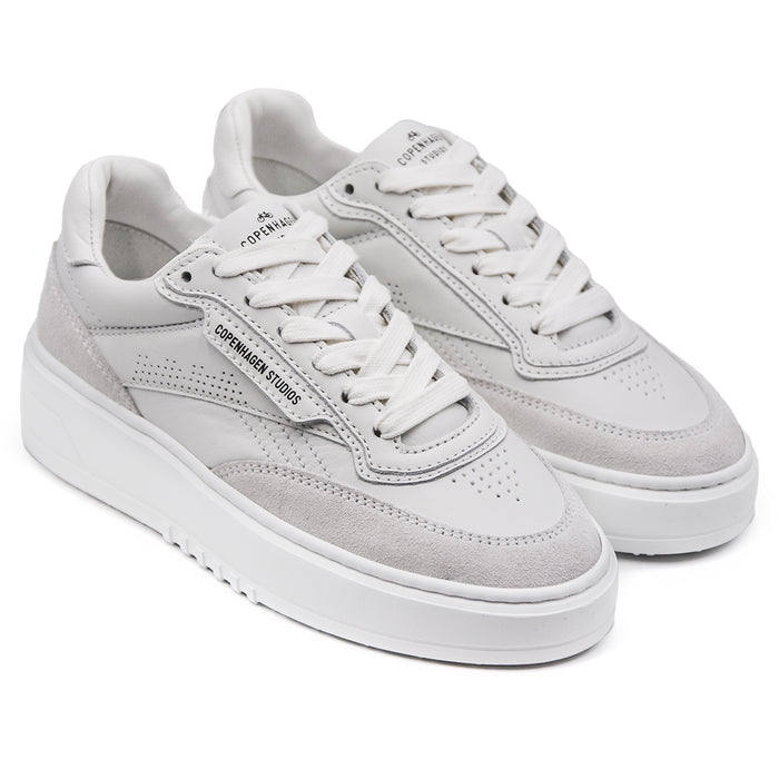 Copenhagen Women's Sneakers White In Smooth Leather And Suede