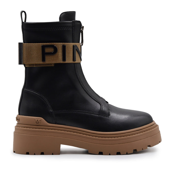 Stivaletto Pinko Donna Nero Ankle Boot Calf Con Zip Centrale