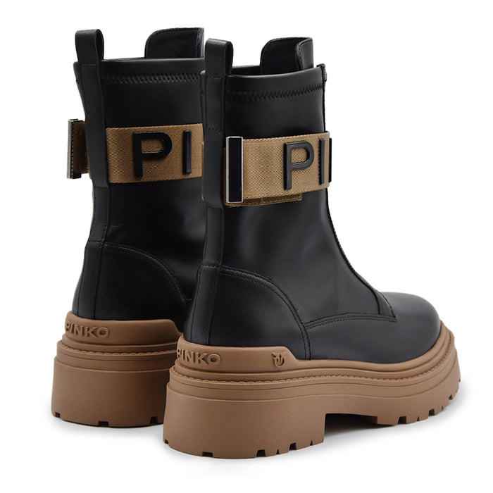 Stivaletto Pinko Donna Nero Ankle Boot Calf Con Zip Centrale