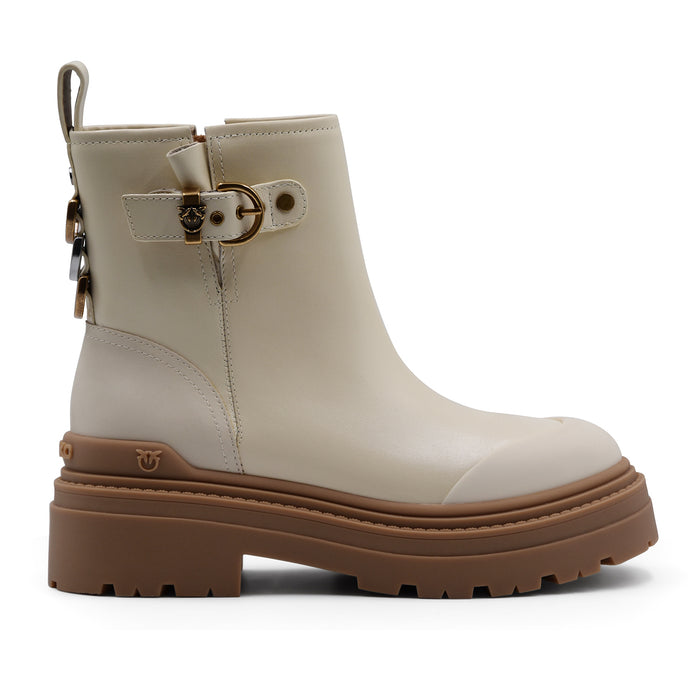 Stivaletti Donna Pinko Mia 21 Pelle Yogurt Con Fibbia Logata