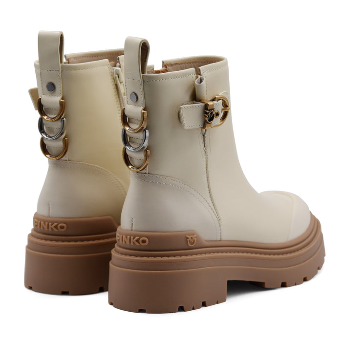 Stivaletti Donna Pinko Mia 21 Pelle Yogurt Con Fibbia Logata
