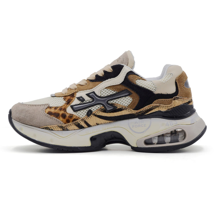 Sneakers Premiata Sharky 425 Donna Suede Taupe Dettagli Animalier