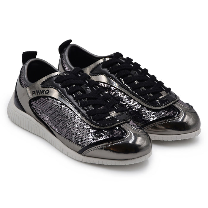Sneakers Donna Pinko Reby 10 Mirror Pewter Paillettes Argento