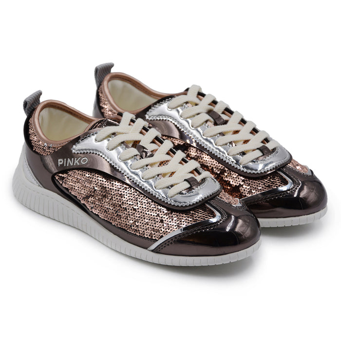 Sneakers Pinko Donna Reby 10 Tabacco Paillettes Inserti Mirror