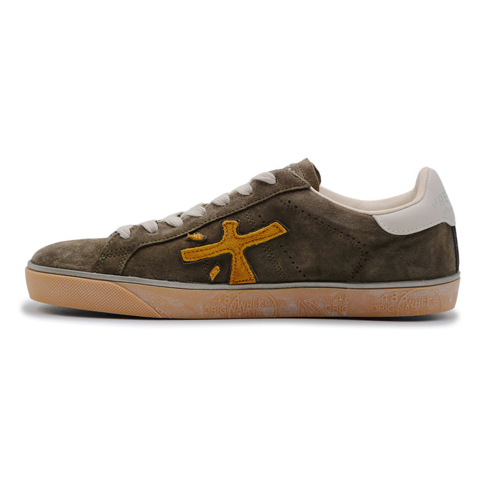 Sneakers Premiata Steven 7627 Uomo In Pelle Scamosciata Khaki