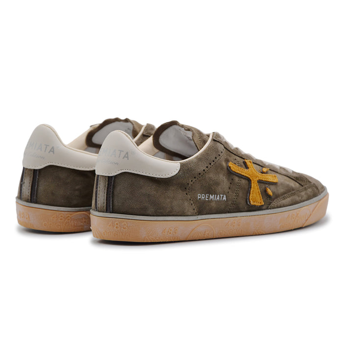 Sneakers Premiata Steven 7627 Uomo In Pelle Scamosciata Khaki