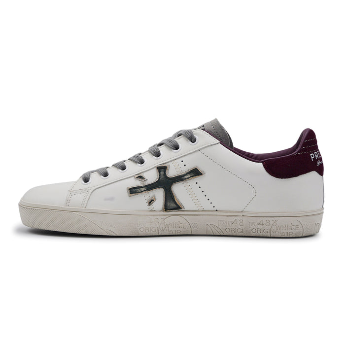 Sneakers Premiata Steven Uomo 7631 Bianco Bordeaux Stile Deciso