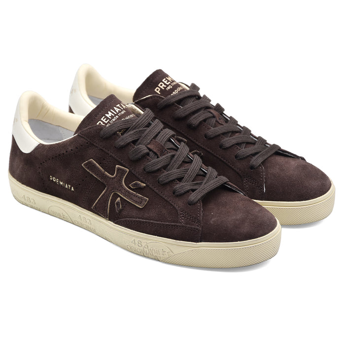 Sneakers Uomo Premiata Steven 7897 Marrone Scuro Minimalista
