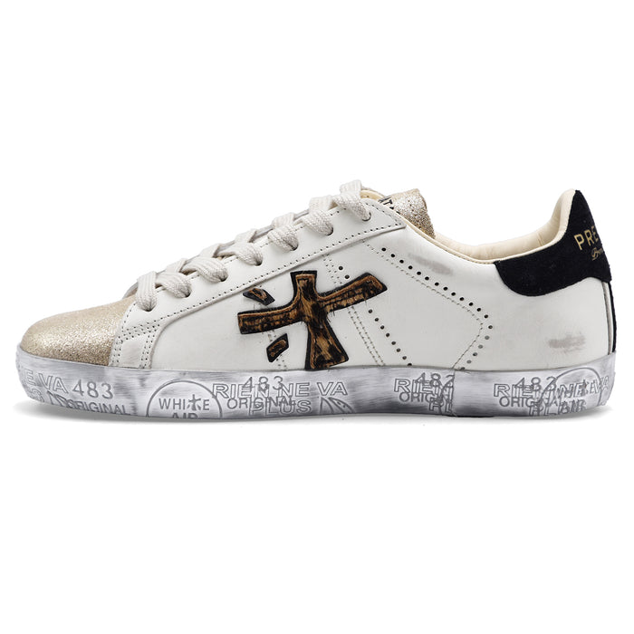 Sneakers Premiata Donna Stevend 7605 Bianco Oro UnlikeButTrue