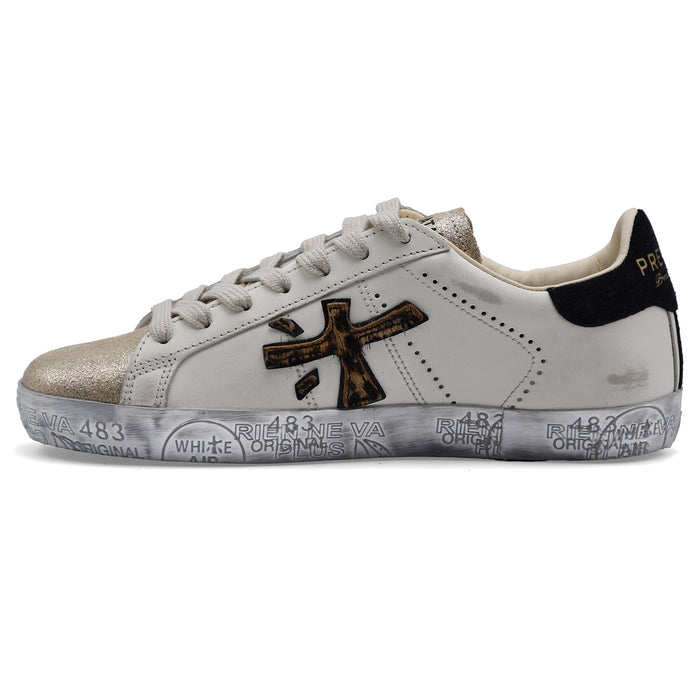 Sneakers Premiata Donna Stevend 7605 Bianco Oro UnlikeButTrue