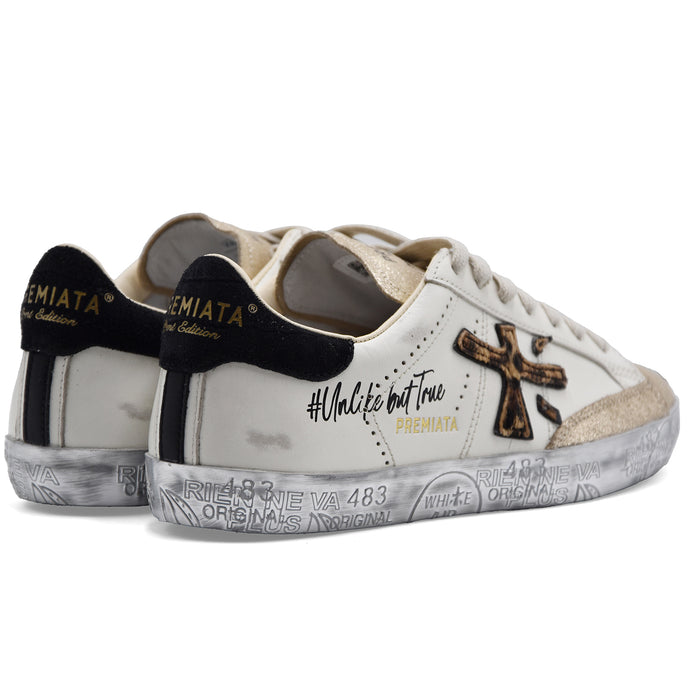 Sneakers Premiata Donna Stevend 7605 Bianco Oro UnlikeButTrue