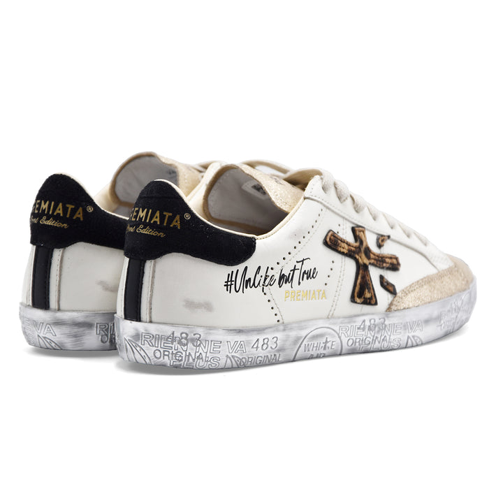 Sneakers Premiata Donna Stevend 7605 Bianco Oro UnlikeButTrue
