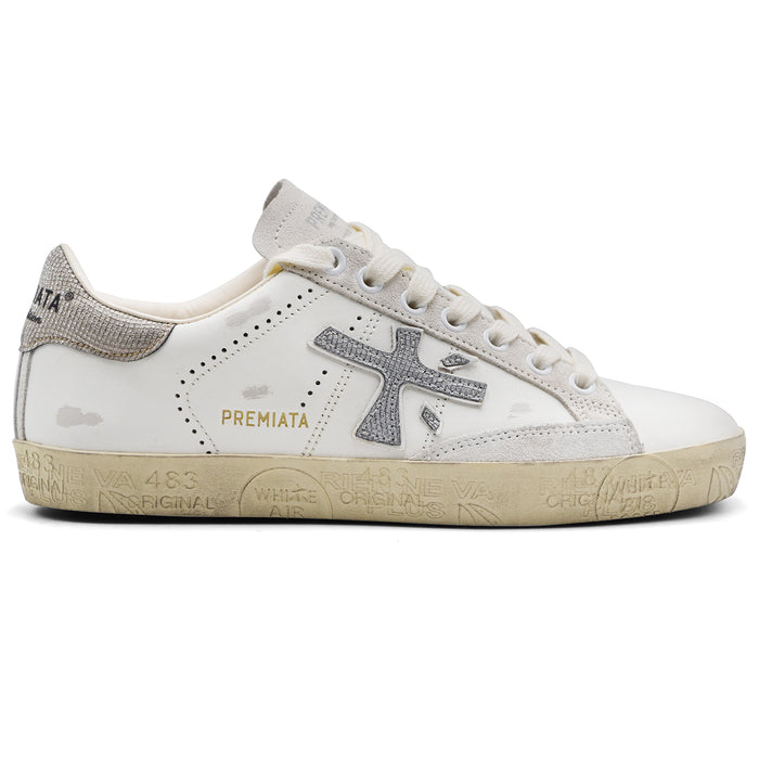 Sneakers Premiata STEVEND 8127 Donna Bianco Con Effetto Vissuto