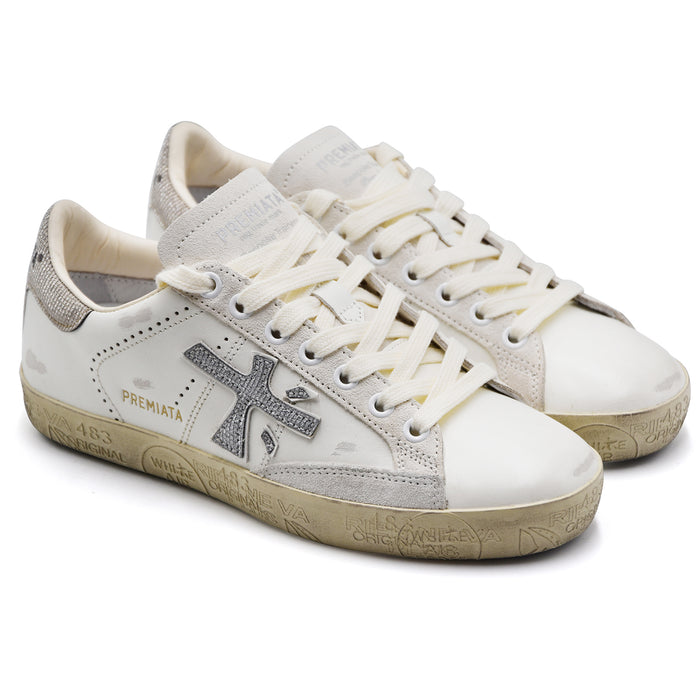 Sneakers Premiata STEVEND 8127 Donna Bianco Con Effetto Vissuto