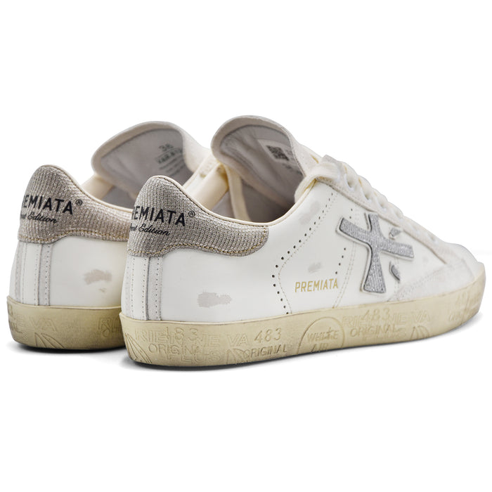 Sneakers Premiata STEVEND 8127 Donna Bianco Con Effetto Vissuto