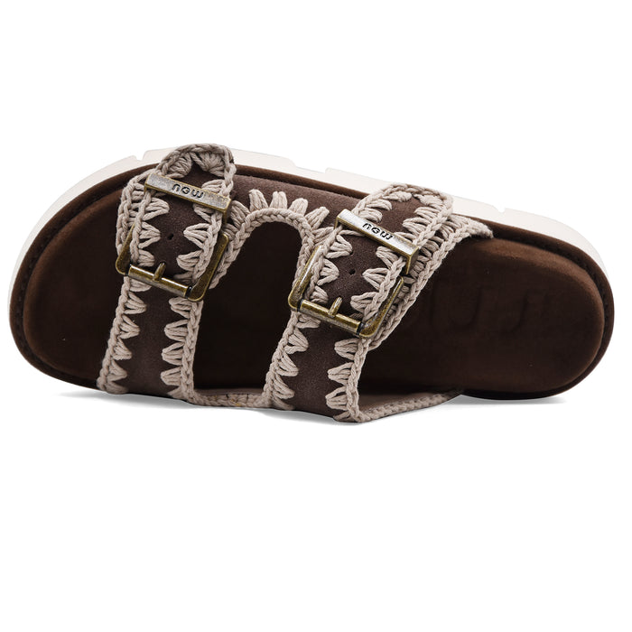 Sandali Donna Mou Bio Two Buckles Grintosa Marrone In Suede