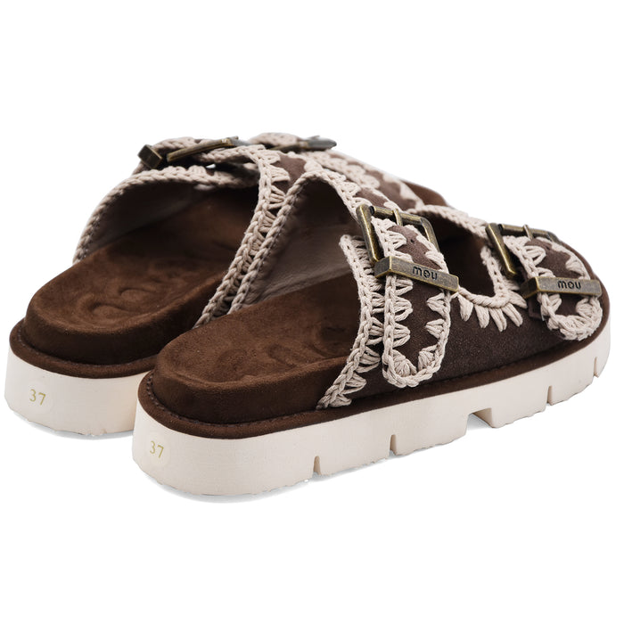 Sandali Donna Mou Bio Two Buckles Grintosa Marrone In Suede