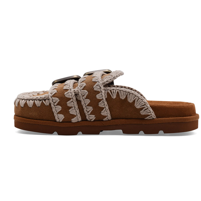 Sabot Donna Mou Low Bio Two Buckles In Cognac Casual Ricercato