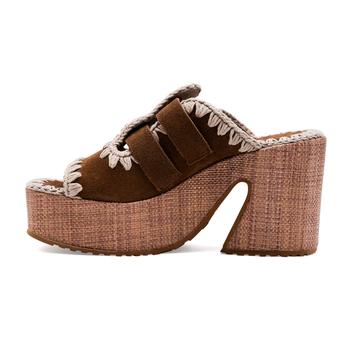 Sandali Donna Mou Camoscio Marrone RAFFIA PLATFORM TWO-BUCKLES