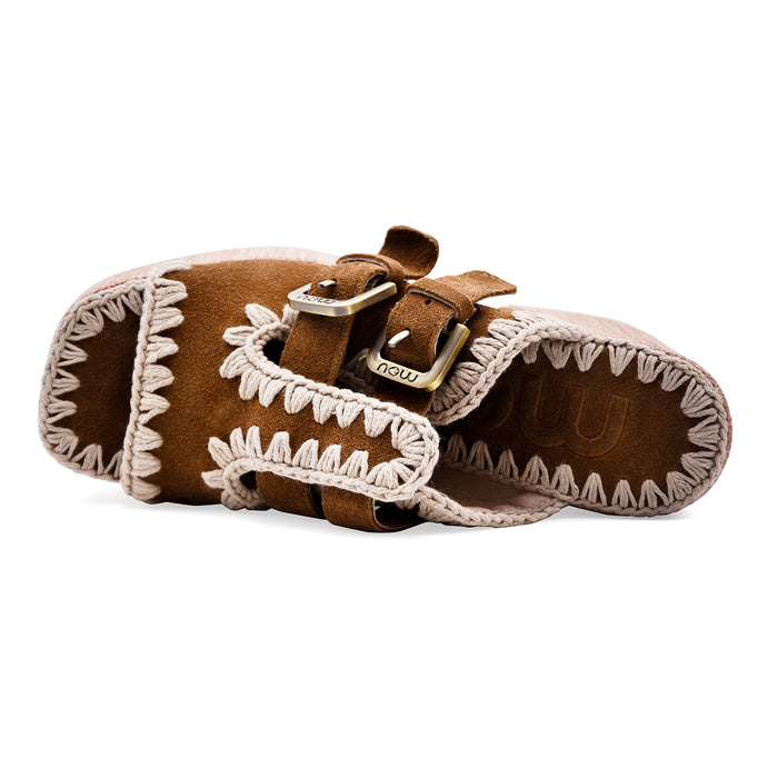 Sandali Donna Mou Camoscio Marrone RAFFIA PLATFORM TWO-BUCKLES