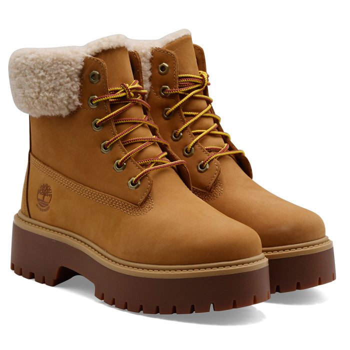 Stivaletti Timberland Donna In Pelle Cuoio Pelliccia Waterproof