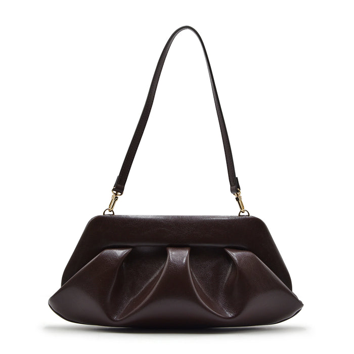 Borsa Clutch Emera Themoirè Marrone Ebony Con Tracolla Inclusa