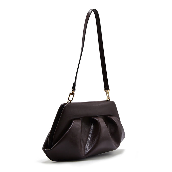 Borsa Clutch Emera Themoirè Marrone Ebony Con Tracolla Inclusa