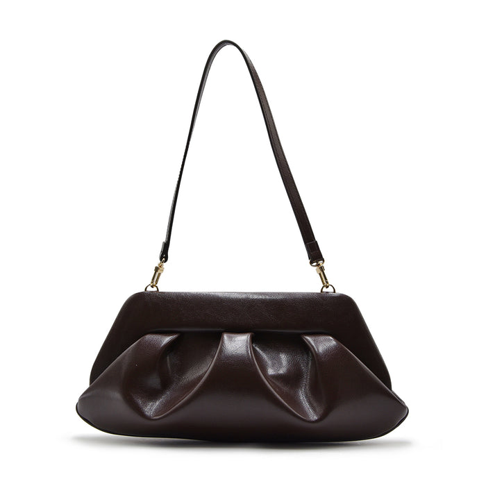 Borsa Clutch Emera Themoirè Marrone Ebony Con Tracolla Inclusa